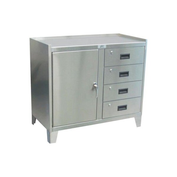 Jamco Stainless Steel Cabinet - 1 Door, 4 Drawer - 36"W x 18"D x 35"H ZV136QQ - main